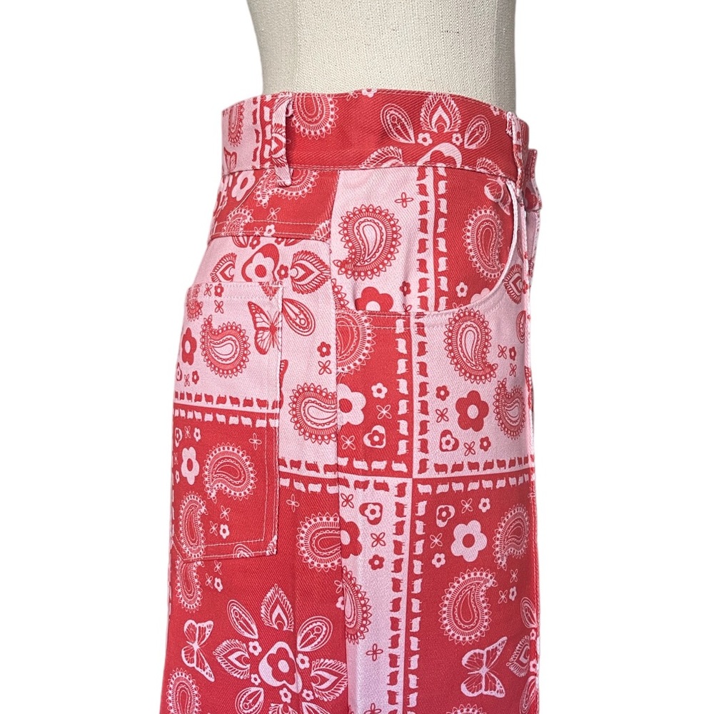 Lisa Says Gah Red Paisley Straight-Leg Jeans - Picture 8 of 13